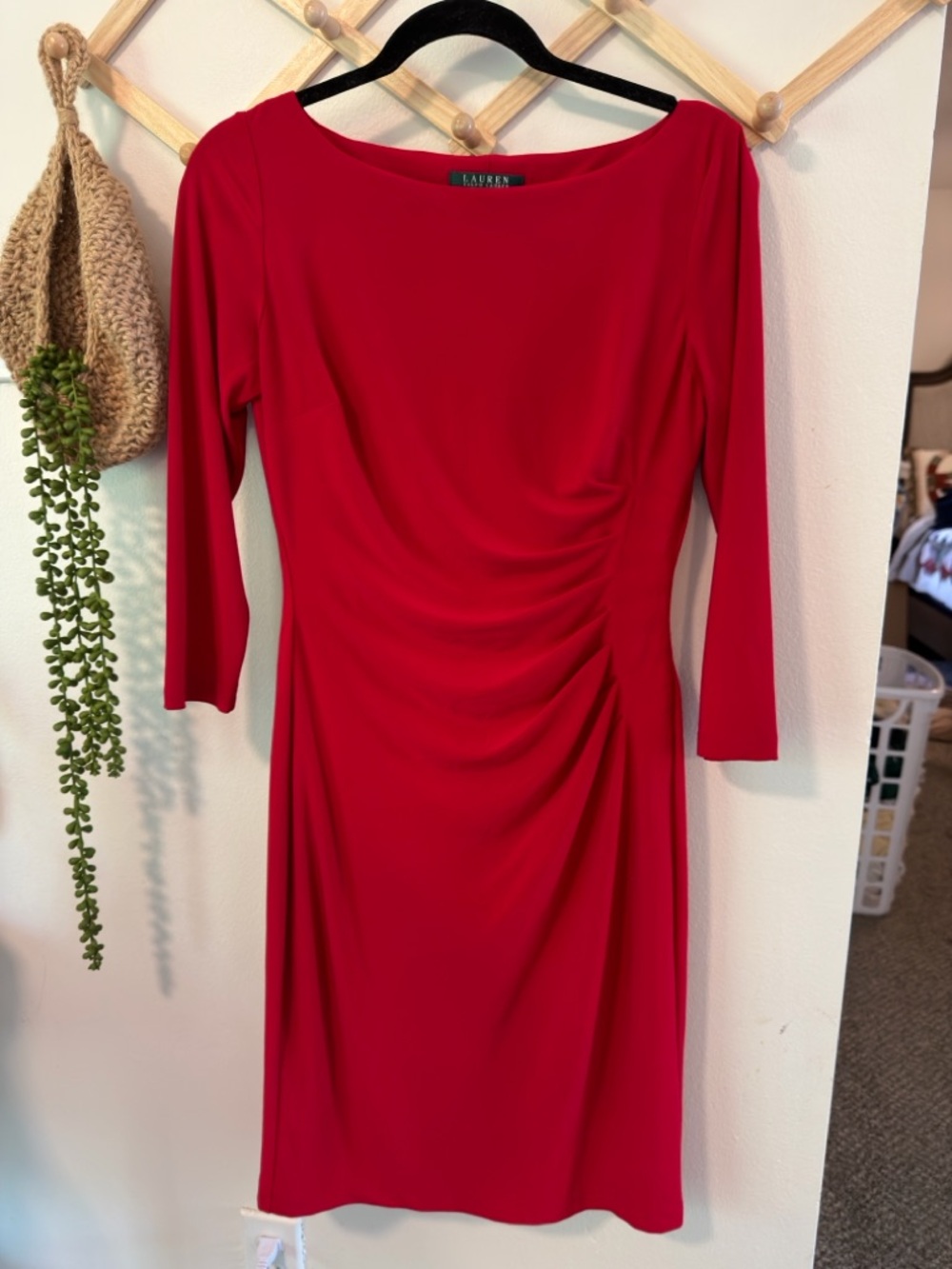 Lauren Ralph Lauren Ruched Sheath Dress 6 Red